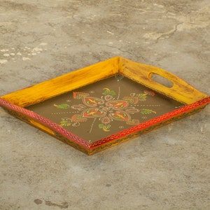 Wooden Decorative Tray, Painted Tray, Home Decor, Handmade Hand Painted, Traditional Indian Style, Table Decor, Housewarming Gift