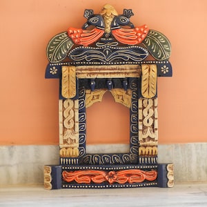 Wooden Traditional Painted Jharokha, Wall Frame, Ethnic Window, Wall Decor, Wall Hanging, Indian Style, Handmade Hand-Painted