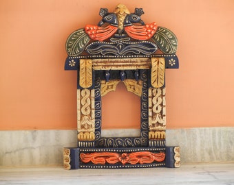 Wooden Traditional Painted Jharokha, Wall Frame, Ethnic Window, Wall Decor, Wall Hanging, Indian Style, Handmade Hand-Painted