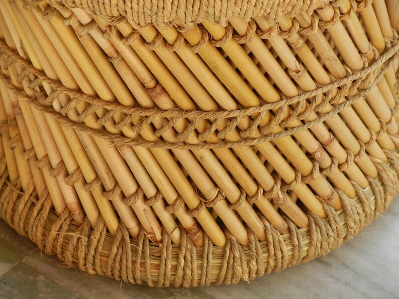 100% Natural Jute & Sarkanda Wood Pouffe, Stool, Footstool, Sitting ...