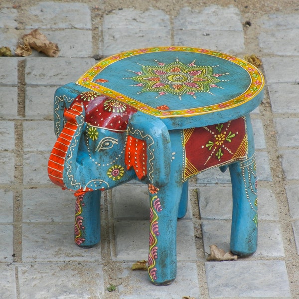 Tabouret éléphant en bois, table d’appoint, table d’extrémité, repose-pieds, pouf, chaise de banc, décoratif miniature, tabouret pour enfants, style indien