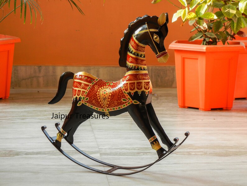 Metal Rocking Horse Statue Figurine Sculpture Showpiece Etsy