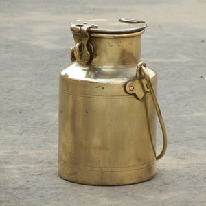 Old Vintage Brass Milk Can, Bottle, Container, Antique, Collectible, Height 8 inches
