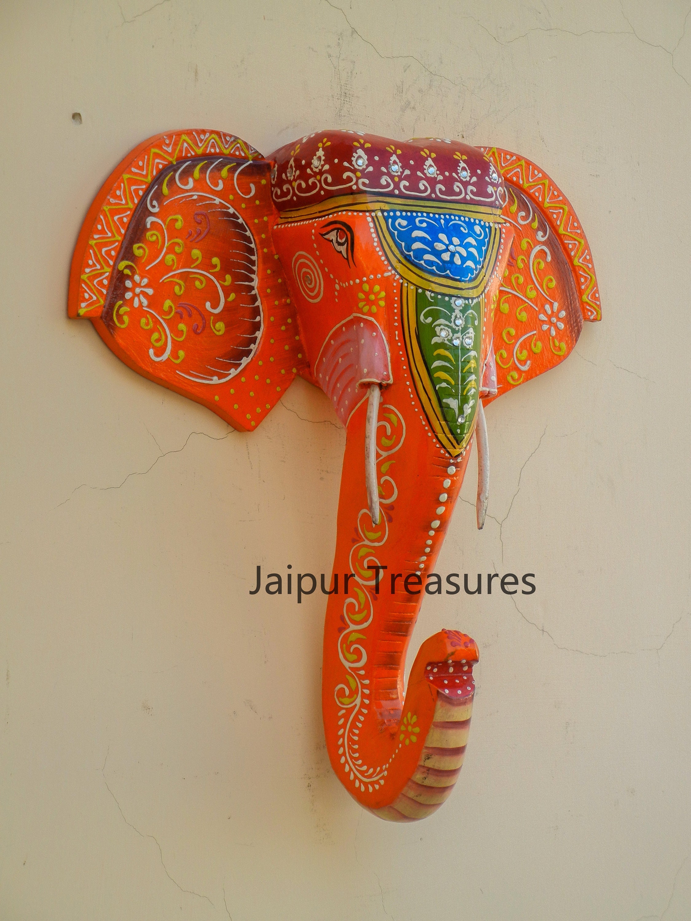 Wooden Elephant Head Wall Hanging Wall Decor Ethnic Indian Etsy