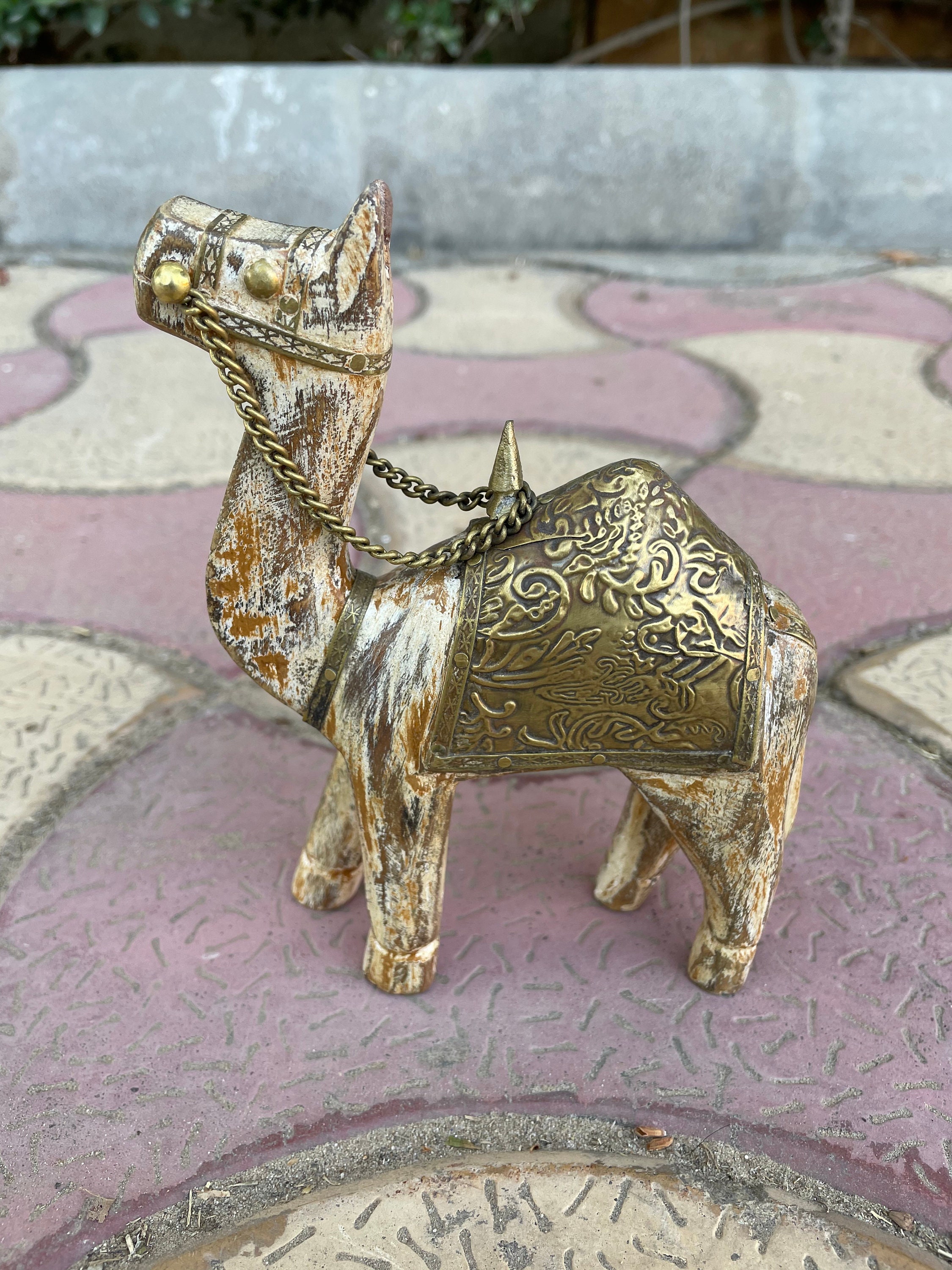 Wooden & Brass Camel Statue Figure Showpiece Home Decor Etsy