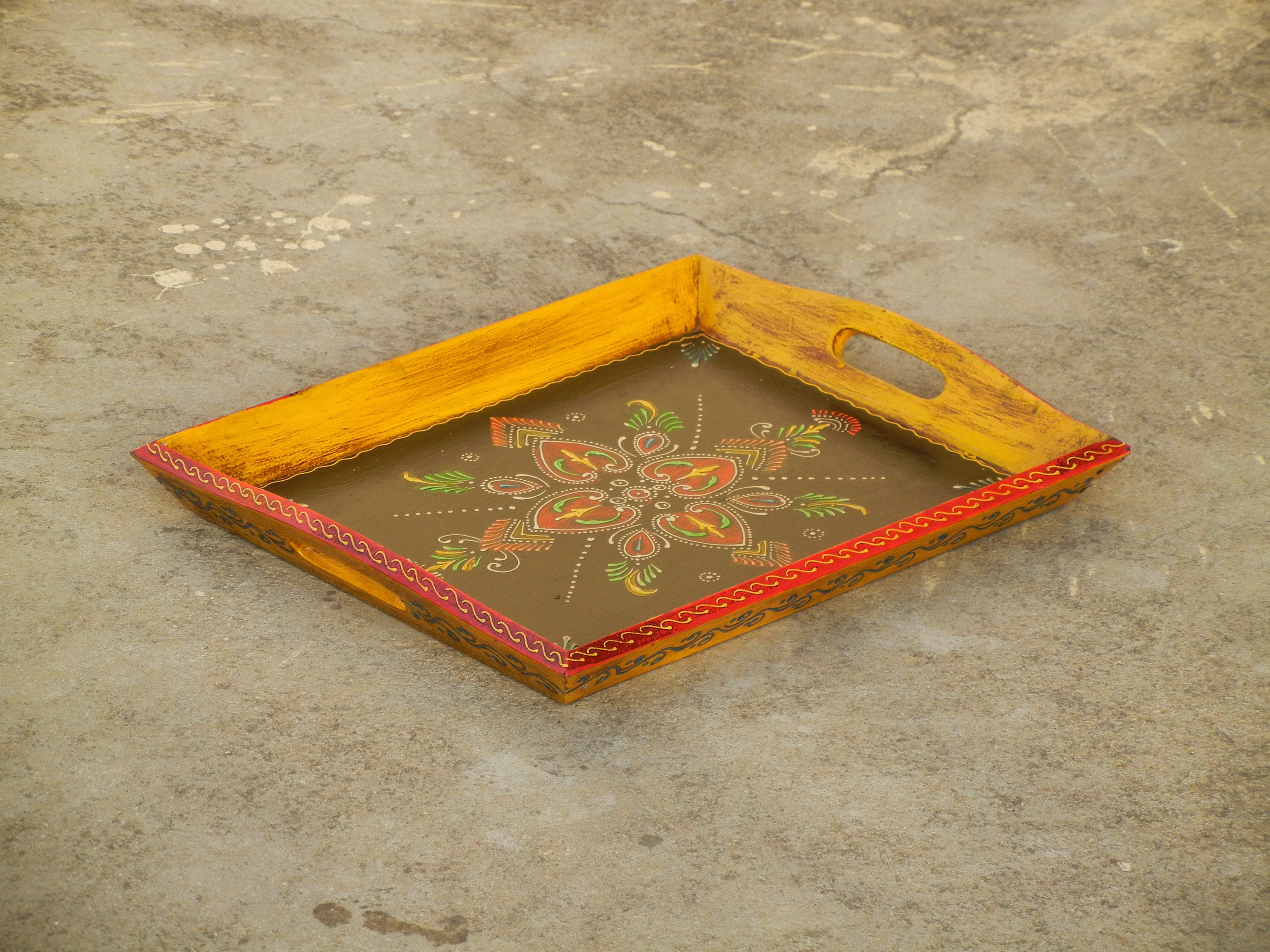 Wooden Colorful Decorative Tray Home Decor Handmade Hand Etsy