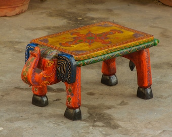 Wooden Elephant Stool, Footstool, Ottoman, Pouffe, Bench chair, Miniature Decorative, Kids Stool