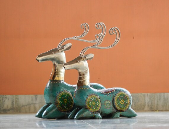 Metal deer figurine deals