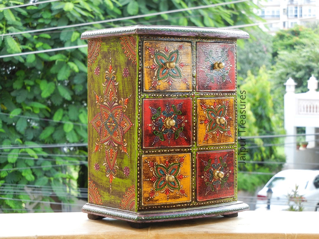 Wooden Small 6 Chest of Drawer Desk Organizer Handmade Hand Etsy