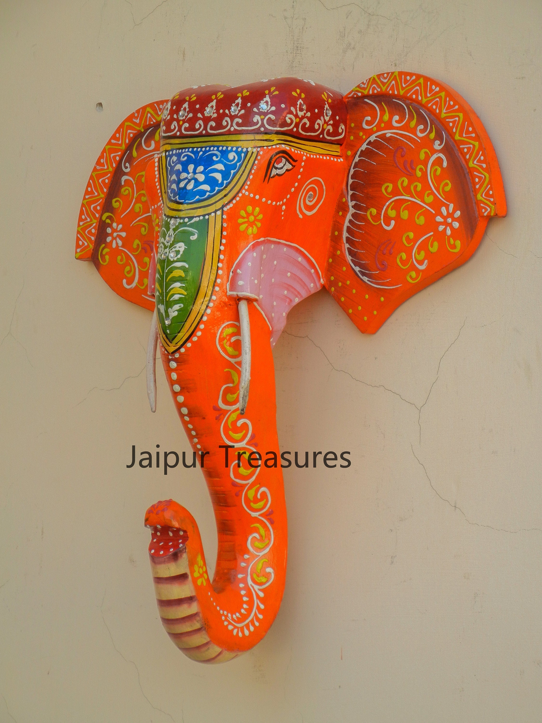 Wooden Elephant Head Wall Hanging Wall Decor Ethnic Indian Etsy