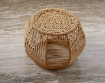 100% Natural Jute & Metal Pouffe, Stool, Footstool, Sitting Bench, Eco Friendly Muddha
