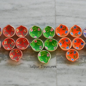 Clay Painted Diya Pot, Painted Diwali Diya, Clay Oil Lamp, Indian Diya, Wick Lamp, Ghee Lamp, Deepawali Diya Lamp, Earthen Diya