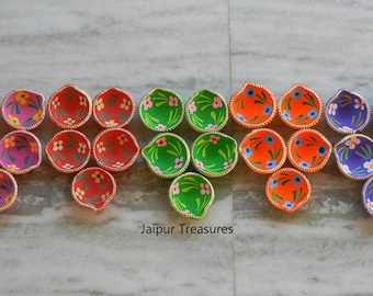 Clay Painted Diya Pot, Painted Diwali Diya, Clay Oil Lamp, Indian Diya, Wick Lamp, Ghee Lamp, Deepawali Diya Lamp, Earthen Diya