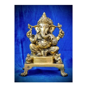 Brass Ganesha Statue Lord Ganesh Sculpture Indian Home Decor Ganesha Idol Diwali & Housewarming Gift