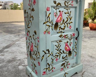 Wooden Contemporary Designer Handmade Hand Painted Bedside Cabinet Table Storage Decor
