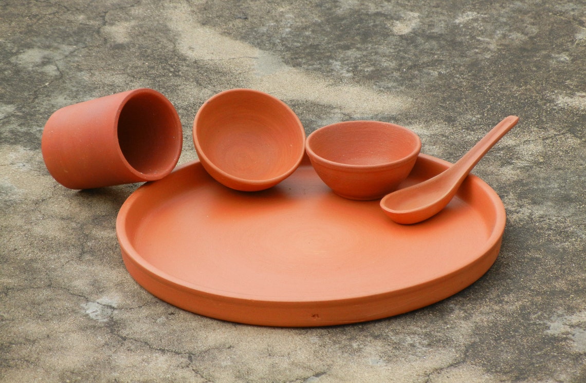 Terracotta Earthen Clay Mitti Dinner Set Earthenware Kitchen Etsy