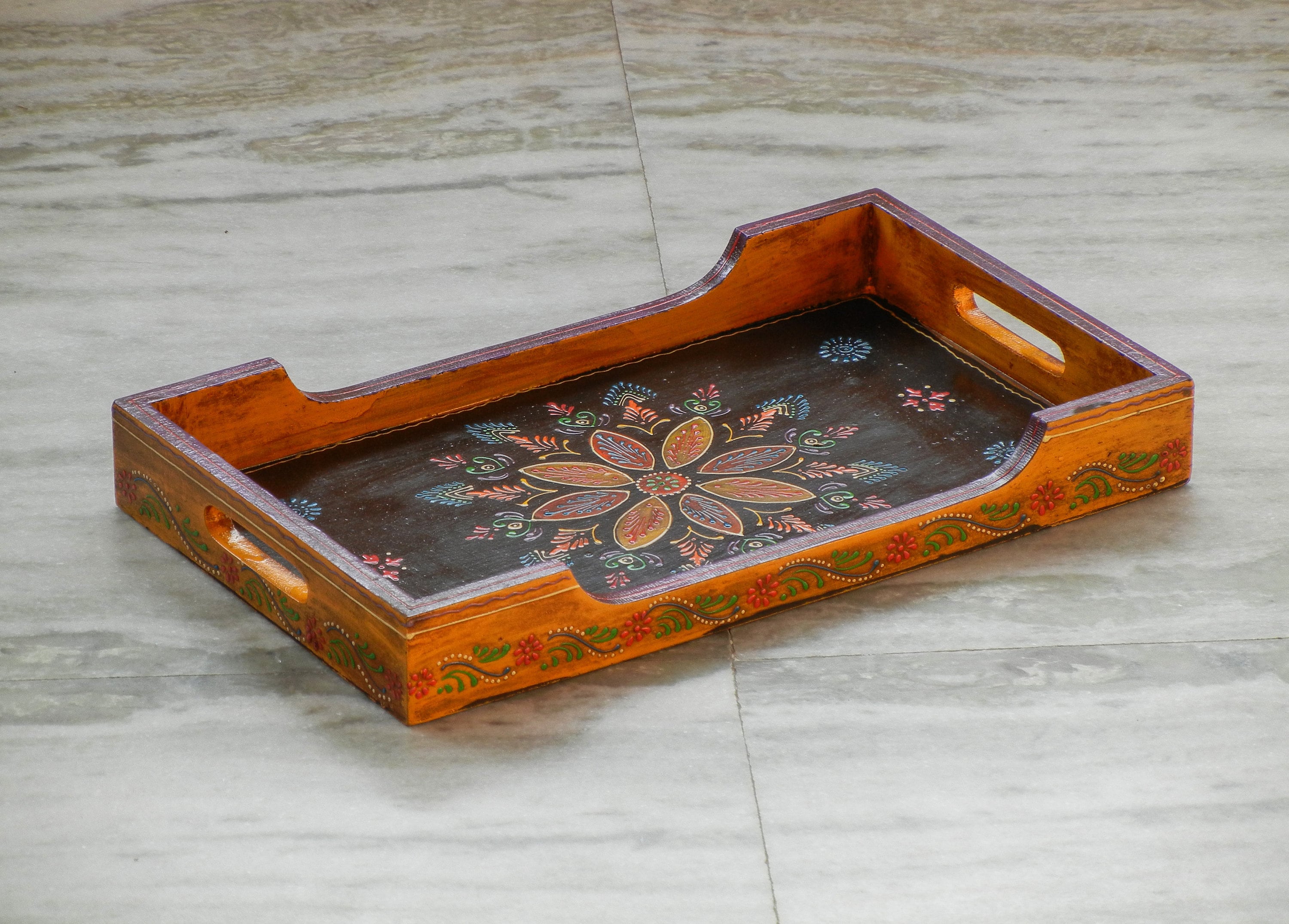 Wooden Colorful Decorative Tray Home Decor Handmade Hand Etsy