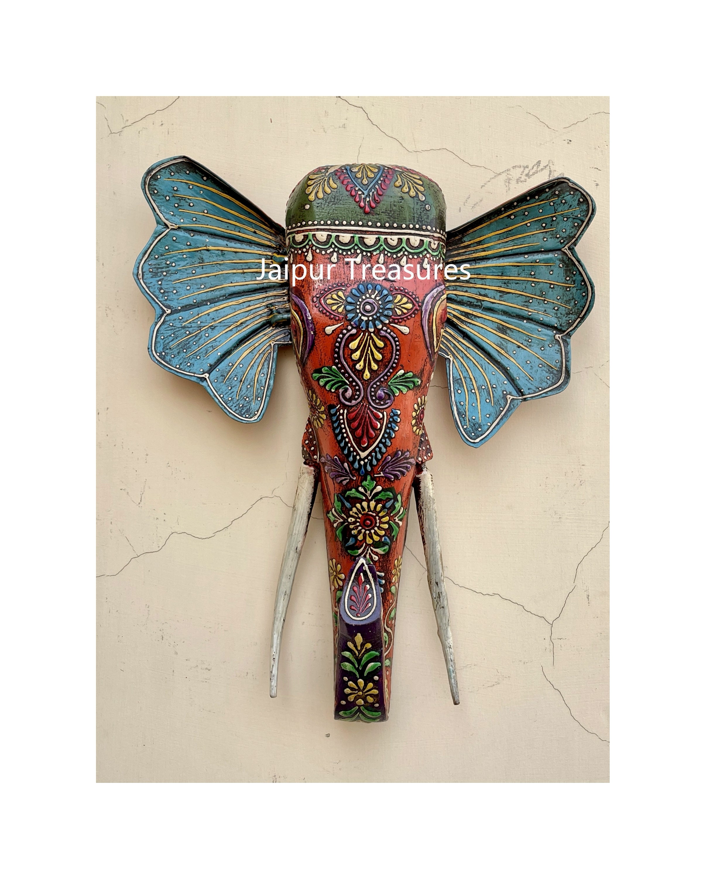 Wooden & Metal Elephant Head Wall Hanging Wall Decor Ethnic Etsy