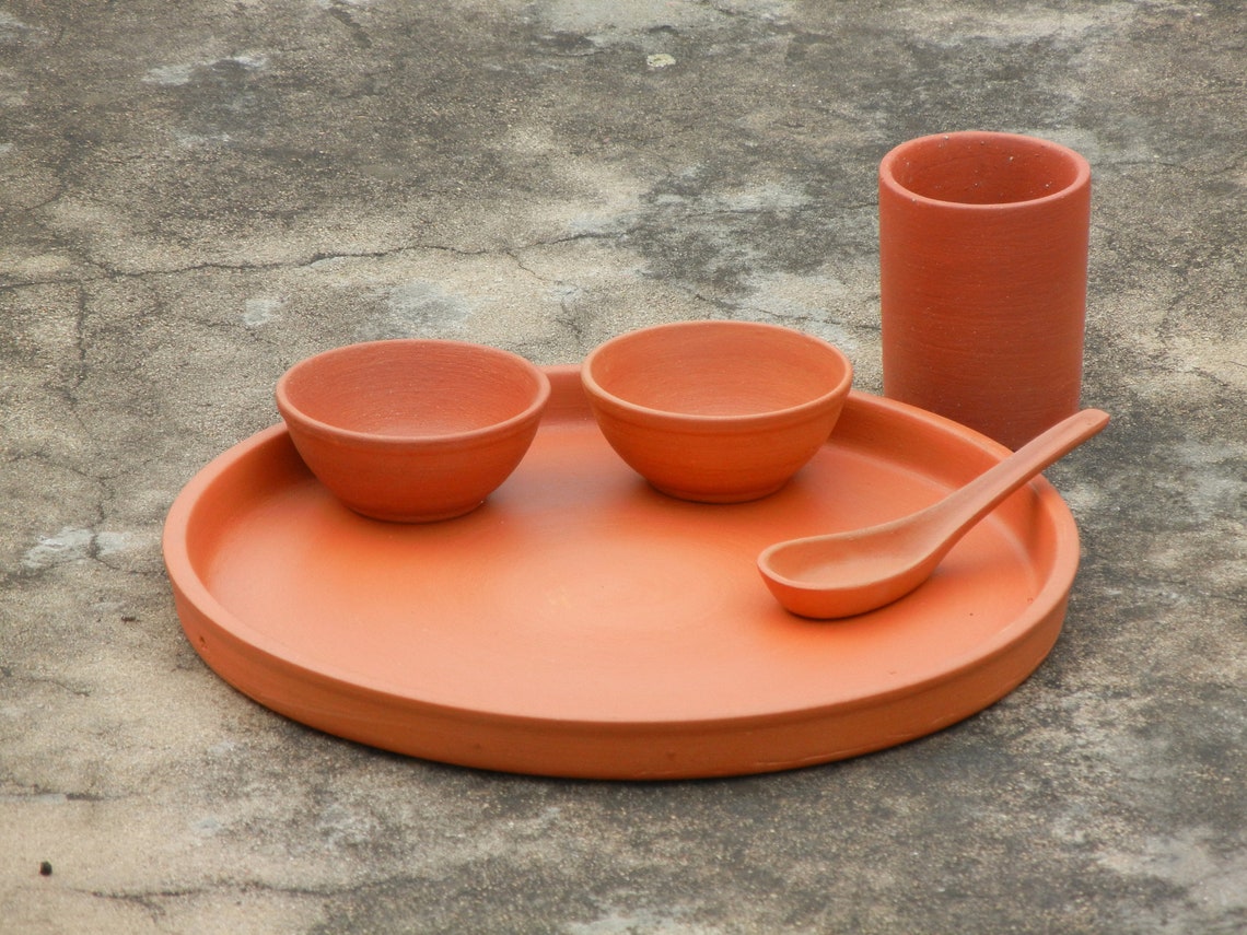 Terracotta Earthen Clay Mitti Dinner Set Earthenware Kitchen Etsy