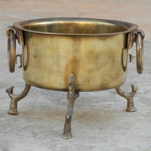 Vintage Brass Vessel With 3 Peacock or Vessel For Floating Flowers and Candles, Urli, Home Decor, Traditional Urli