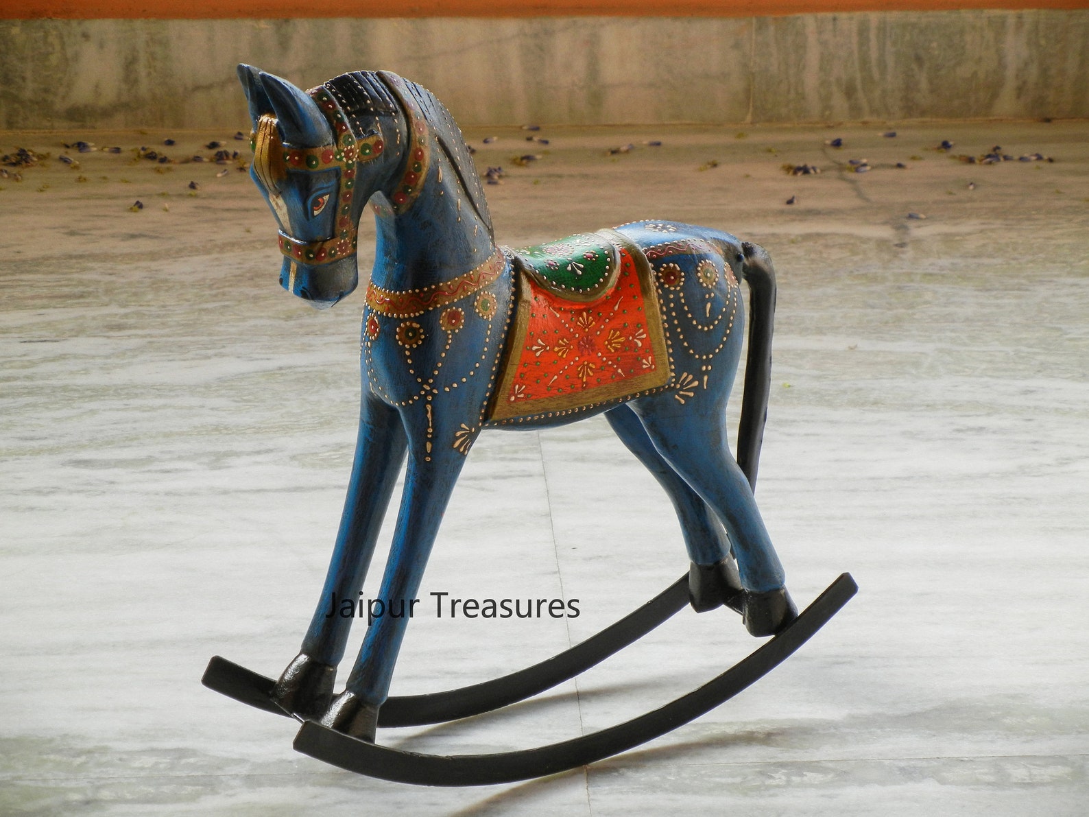 Wooden Rocking Horse Statue Figure Showpiece Ethnic Indian Etsy