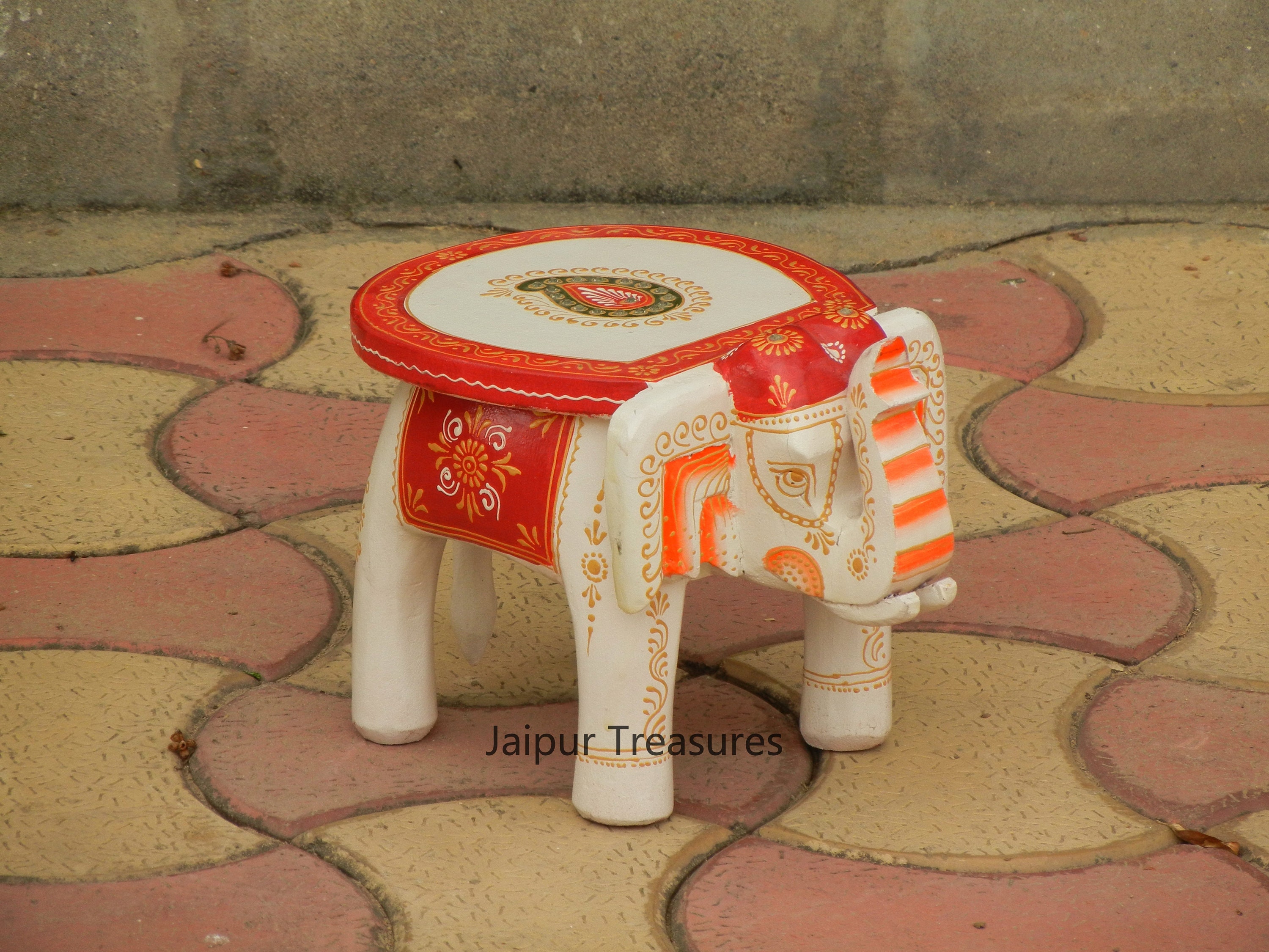 Wooden Elephant Stool Side Table End Table Footstool Etsy