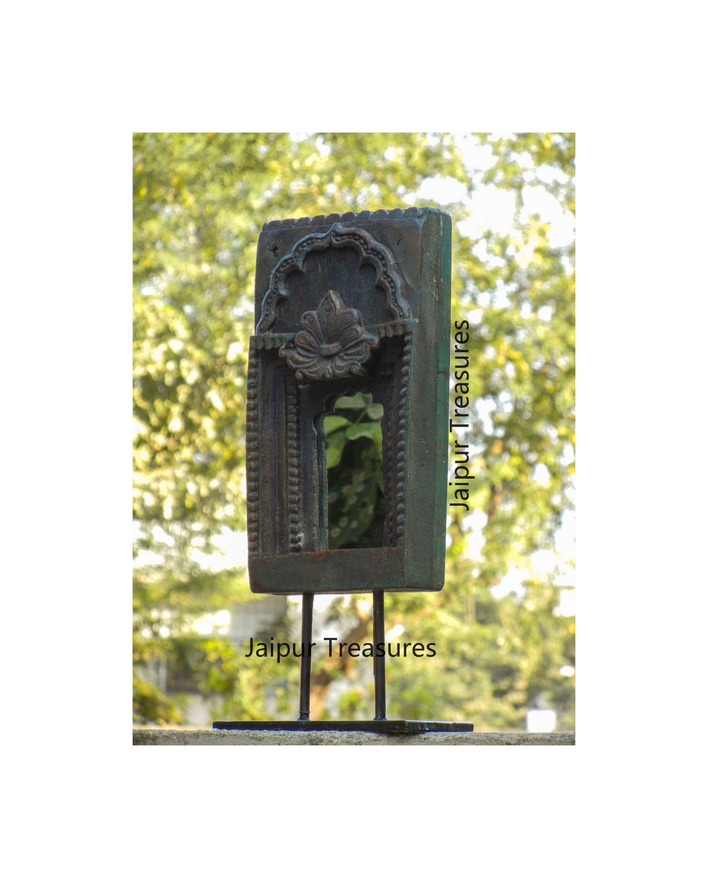 Wooden Mirror Table Decor Vintage Style Rustic Finish Table Etsy