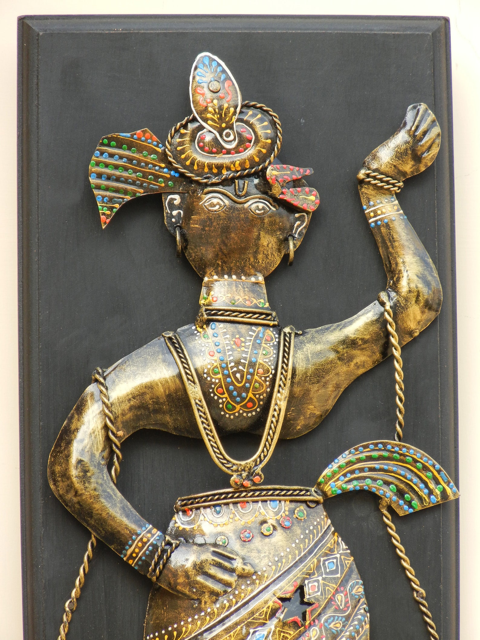 Wooden and Metal Lord Krishna Wall Hanging Wall Decor Etsy