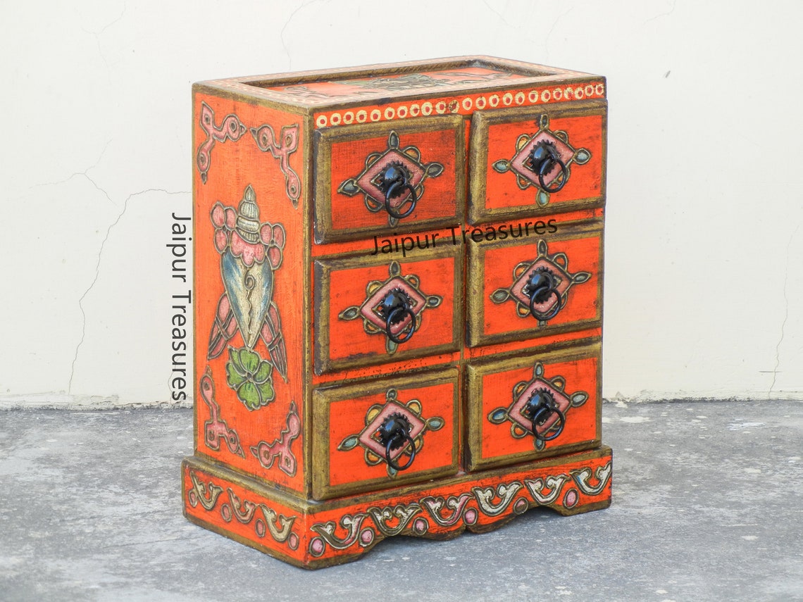 Wooden Small 6 Chest of Drawer Desk Organizer Handmade Hand Etsy