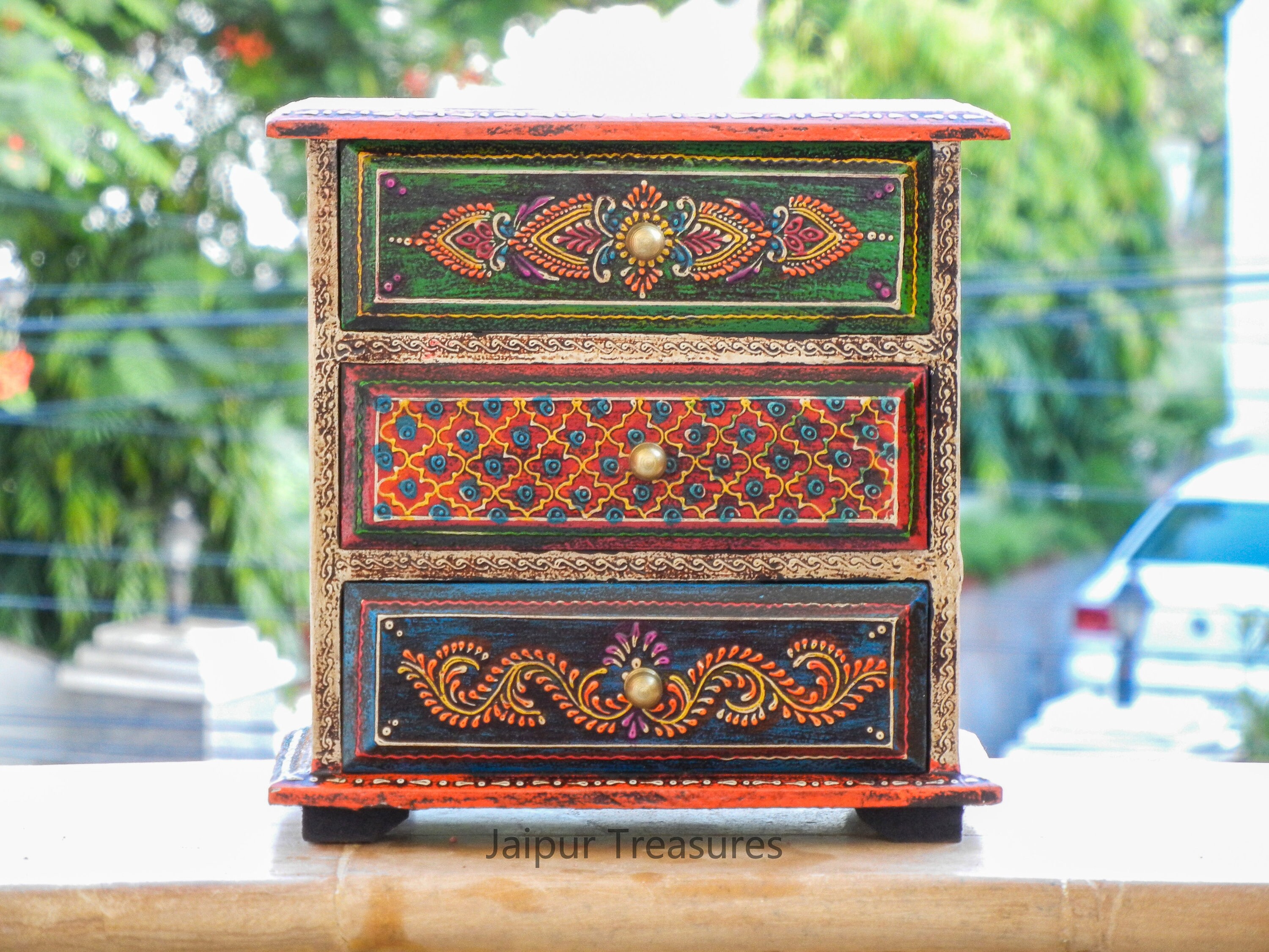 Wooden Small 3 Chest of Drawer Desk Oganizer Handmade Hand Etsy