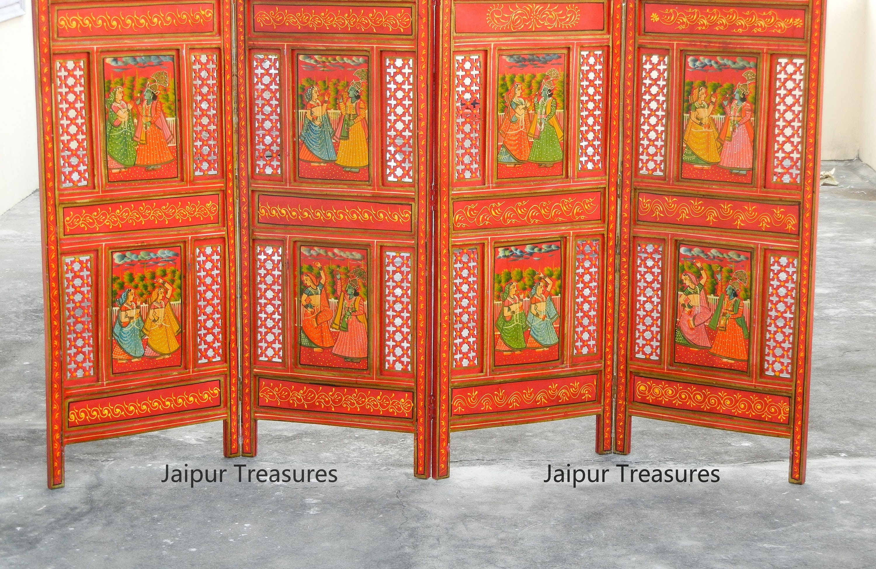 Wooden Indian Painted Screen, Room Divider, Partition Panel, Ethnic ...