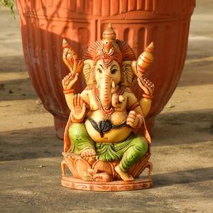 Marble Dust And Resin Lord Ganesha Decorative Figurine, Statue, Home Decor, Handmade Ethnic Indian Style