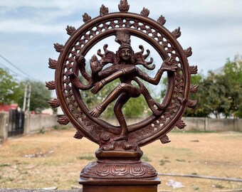Brass Dancing Nataraj Statue - Lord Shiva Idol with Antique Finish, Hindu God Figure for Home Décor & Spiritual Gifts