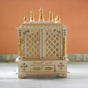 Wooden Home Temple, Mandir, Pooja Ghar, Mandapam for Worship, Handmade Hand Painted, Traditional Indian Style, Height 24 Inches