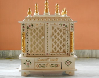 Wooden Home Temple, Mandir, Pooja Ghar, Mandapam for Worship, Handmade Hand Painted, Traditional Indian Style, Height 24 Inches