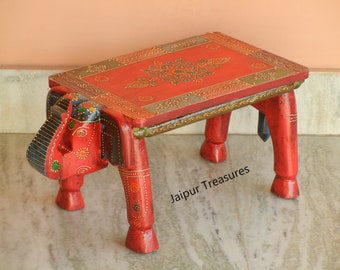 Wooden Elephant Stool, Footstool, Ottoman, Pouffe, Bench chair, Miniature Decorative, Kids Stool