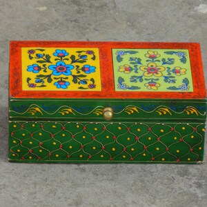 Wooden & Ceramic Box, Trinket Box, Jewelry Organizer, Desk Organizer, Indian Ethnic Style, Handmade image 6