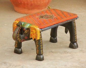 Wooden Elephant Stool, Footstool, Ottoman, Pouffe, Bench chair, Miniature Decorative, Kids Stool