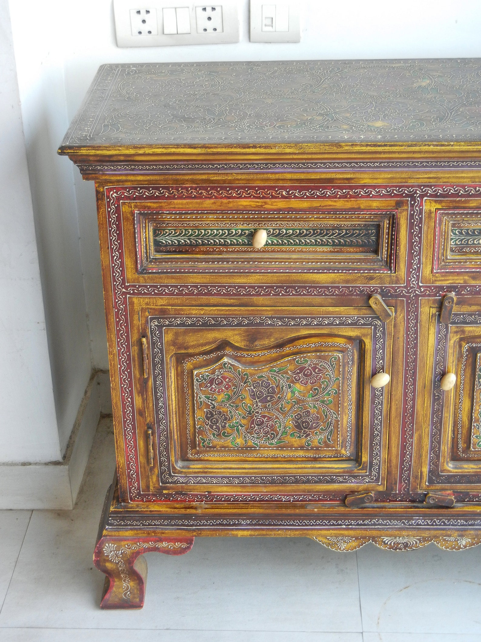 Wooden Console Table Painted Sideboard Storage Table - Etsy