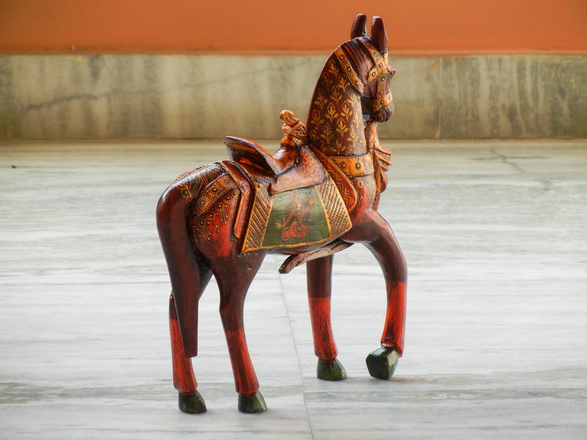 Wooden Handmade Hand Painted Horse Showpiece Figurine Statue Etsy