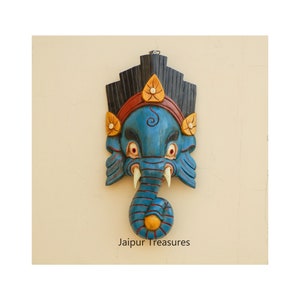 Wooden Lord Ganesh Decorative Mask, Wall Decor, Wall Hanging, Ethnic Indian Style