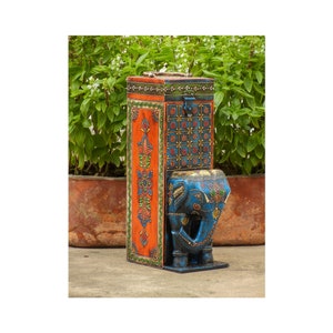 Wooden Elephant Wine Bottle Holder Handmade Hand-Painted Barware Traditional Indian Style Bottle Stand