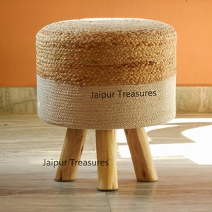 Wooden Pouf, Ottoman, Lowseat, Stool, Footstool, Chair, Indian Style