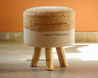 Wooden Pouf, Ottoman, Lowseat, Stool, Footstool, Chair, Indian Style