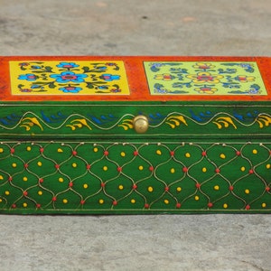 Wooden & Ceramic Box, Trinket Box, Jewelry Organizer, Desk Organizer, Indian Ethnic Style, Handmade image 7