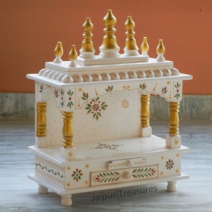 Wooden Home Temple, Mandir, Pooja Ghar, Mandapam for Worship, Handmade Hand Painted, Traditional Indian Style, Height 20 Inches