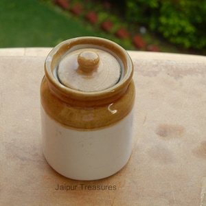 Ceramic Handmade Indian Pickle Jar, Achaar Barni, Container, Canister Set Of 3 image 3