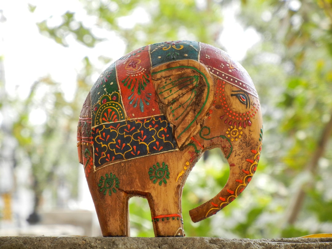 Wooden Elephant Statue Figurine, Showpiece, Home Decor, Handmade Hand