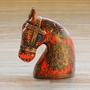 Wooden Colorful Horse Head, Statue, Figure, Showpiece, Home Decor, Handmade Hand Painted, Traditional Indian Style, Height 6 Inches image 5
