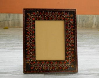 Wooden Ethnic Multicolored Photo Frame, Photo Stand Picture Frames Handmade Hand Painted Width 10 x Height 12 Inch
